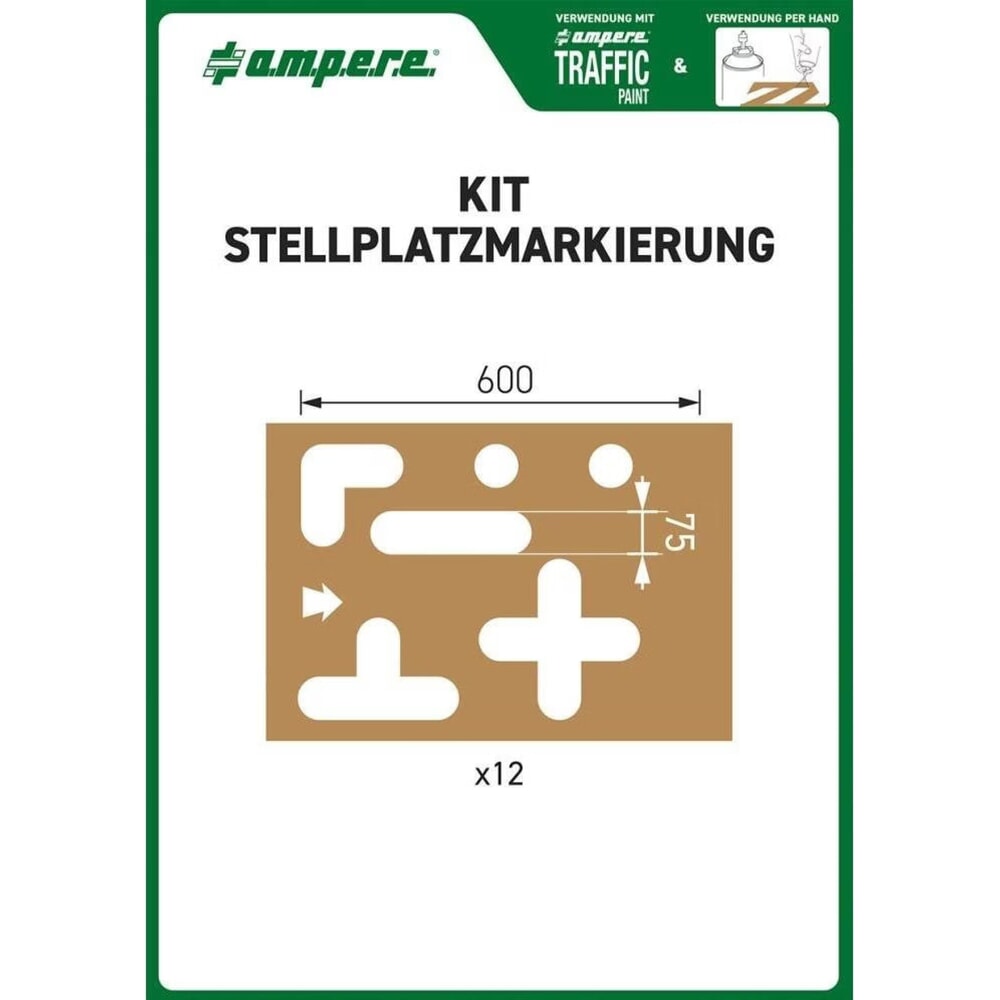 A.M.P.E.R.E. Zestaw szablonów do oznaczania miejsc parkingowych Obraz produktu: A.M.P.E.R.E. Zestaw szablonów do oznaczania miejsc parkingowych