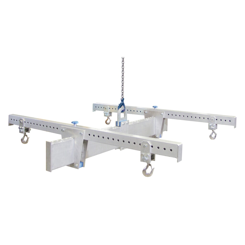 Aluminiowa poprzecznica nośna SCHILLING w kształcie litery H, z 4 hakami zabezpieczającymi, belką główną 3 m, belką poprzeczną 2 m, udźwig 2000 kg Zdjęcie produktu nr 1: Aluminiowa poprzecznica nośna SCHILLING w kształcie litery H, z 4 hakami zabezpieczającymi, belką główną 3 m, belką poprzeczną 2 m, udźwig 2000 kg