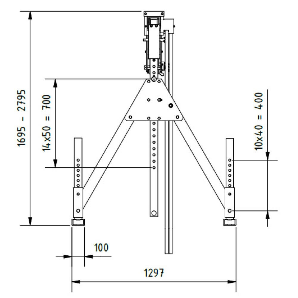 Zdjęcie produktu nr 3: Aluminiowa suwnica bramowa SCHILLING z dzieloną belką, punkt zawieszenia 1249-2349 mm, udźwig 500 kg