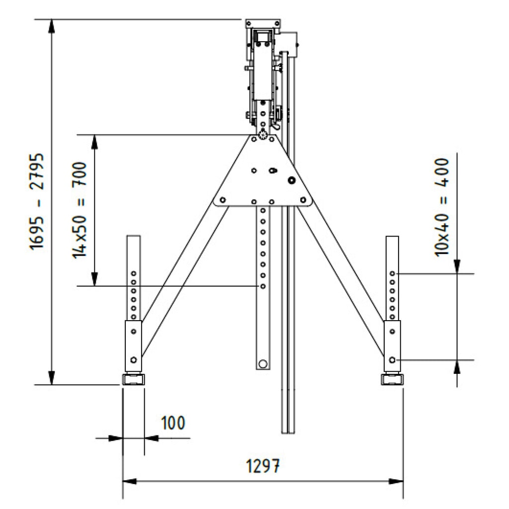Aluminiowa suwnica bramowa SCHILLING z dzieloną belką, punkt zawieszenia 1249-2349 mm, udźwig 500 kg Zdjęcie produktu nr 3: Aluminiowa suwnica bramowa SCHILLING z dzieloną belką, punkt zawieszenia 1249-2349 mm, udźwig 500 kg