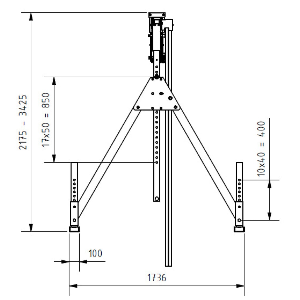 Aluminiowa suwnica bramowa SCHILLING z dzieloną belką, punkt zawieszenia 1730-2980 mm, udźwig 500 kg Zdjęcie produktu nr 3: Aluminiowa suwnica bramowa SCHILLING z dzieloną belką, punkt zawieszenia 1730-2980 mm, udźwig 500 kg