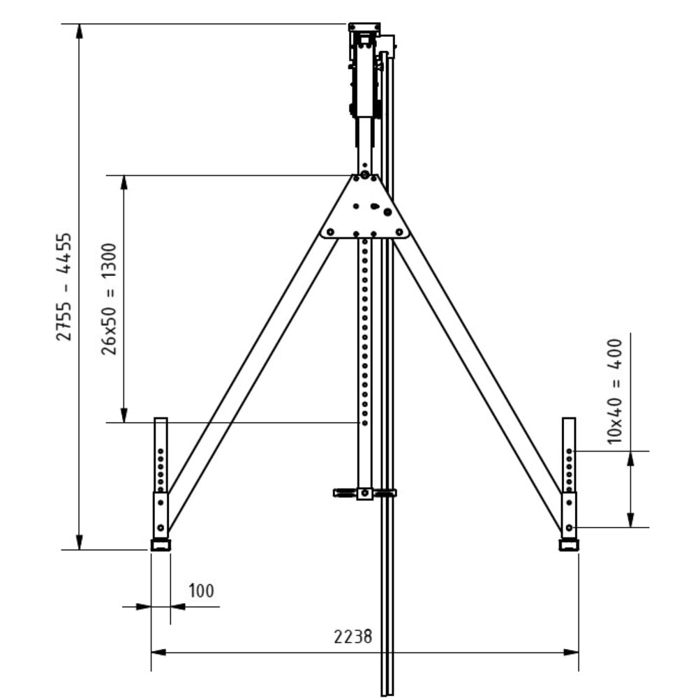Zdjęcie produktu nr 3: Aluminiowa suwnica bramowa SCHILLING z dzieloną belką, punkt zawieszenia 2310-4010 mm, udźwig 500 kg