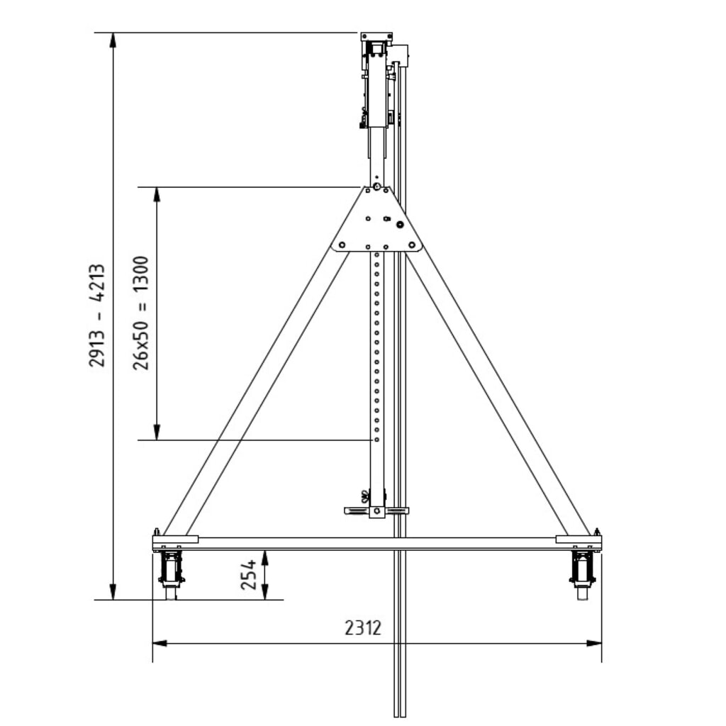 Aluminiowa suwnica bramowa SCHILLING z dzieloną belką, mobilna, wysokość całkowita 4270 mm, udźwig 500 kg Zdjęcie produktu nr 2: Aluminiowa suwnica bramowa SCHILLING z dzieloną belką, mobilna, wysokość całkowita 4270 mm, udźwig 500 kg