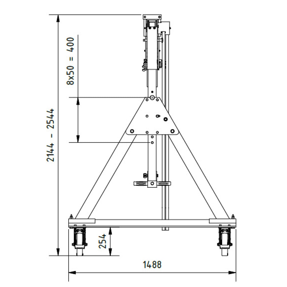 Zdjęcie produktu nr 2: Aluminiowa suwnica bramowa SCHILLING z dzieloną belką, mobilna, wysokość całkowita 2560 mm, udźwig 500 kg