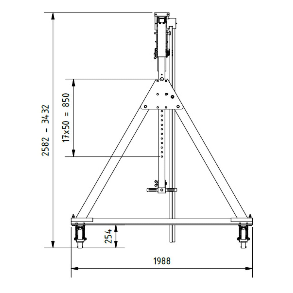 Aluminiowa suwnica bramowa SCHILLING z dzieloną belką, mobilna, wysokość całkowita 3470 mm, udźwig 500 kg Zdjęcie produktu nr 2: Aluminiowa suwnica bramowa SCHILLING z dzieloną belką, mobilna, wysokość całkowita 3470 mm, udźwig 500 kg