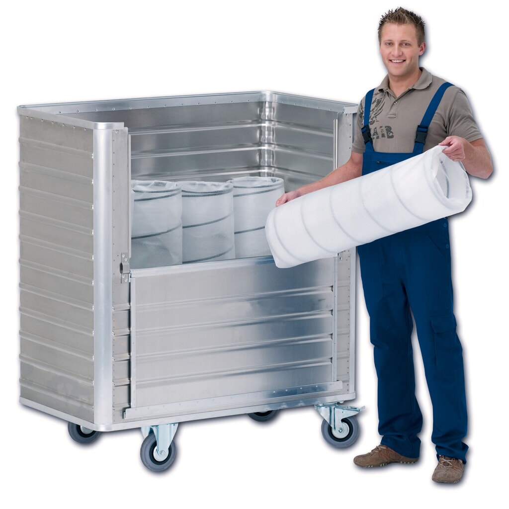 Aluminiowy wózek skrzyniowy z otwieraną do połowy ścianką, 355 l Zdjęcie produktu nr 3: Aluminiowy wózek skrzyniowy z otwieraną do połowy ścianką, 355 l