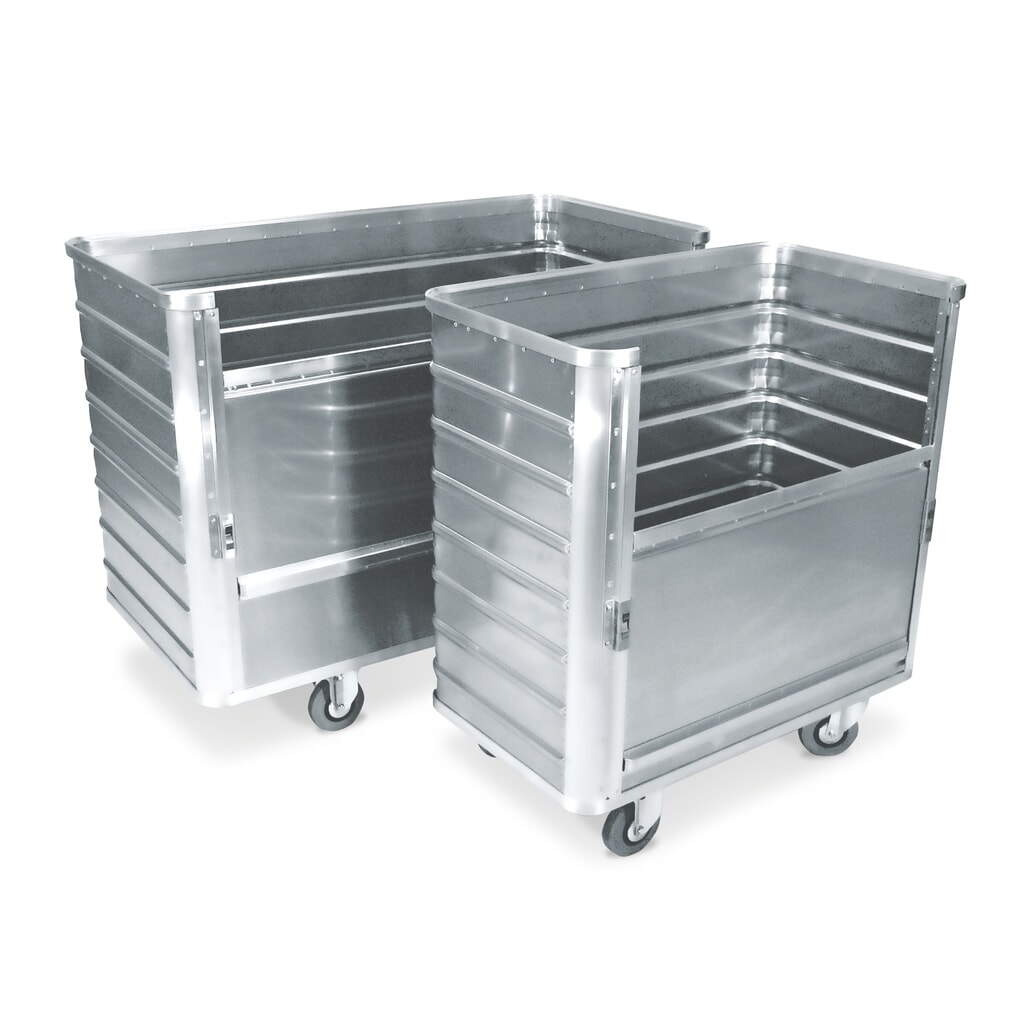 Aluminiowy wózek skrzyniowy z opuszczaną do połowy ścianą, 355 l Zdjęcie produktu: Aluminiowy wózek skrzyniowy z opuszczaną do połowy ścianą, 355 l