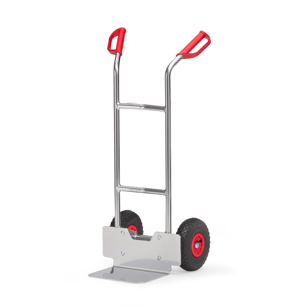 Aluminiowy wózek transportowy fetra®, udźwig 150 kg, szufla szer. x gł. 320 x 250 mm, ogumienie pneumatyczne Zdjęcie produktu: Aluminiowy wózek transportowy fetra®, udźwig 150 kg, szufla szer. x gł. 320 x 250 mm, ogumienie pneumatyczne