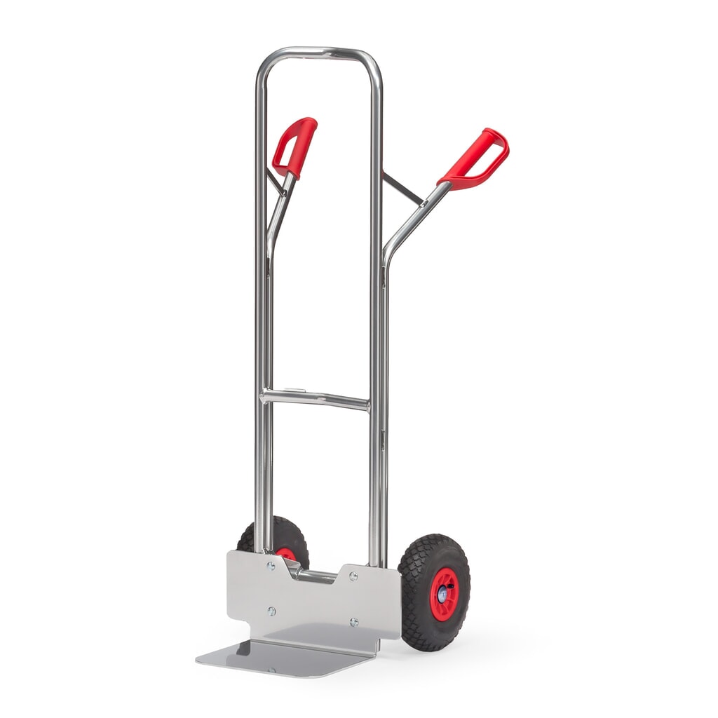 Aluminiowy wózek transportowy fetra®, udźwig 200 kg, szufla szer. x gł. 320 x 250 mm, ogumienie pneumatyczne Zdjęcie produktu: Aluminiowy wózek transportowy fetra®, udźwig 200 kg, szufla szer. x gł. 320 x 250 mm, ogumienie pneumatyczne