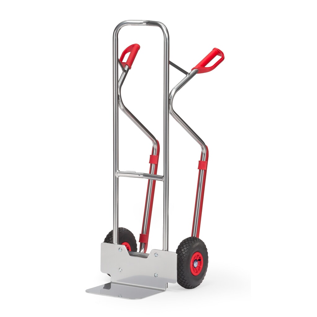 Aluminiowy wózek transportowy fetra®, udźwig 200 kg, szufla szer. x gł. 320 x 250 mm, z płozami ślizgowymi, ogumienie pneumatyczne Zdjęcie produktu nr 1: Aluminiowy wózek transportowy fetra®, udźwig 200 kg, szufla szer. x gł. 320 x 250 mm, z płozami ślizgowymi, ogumienie pneumatyczne