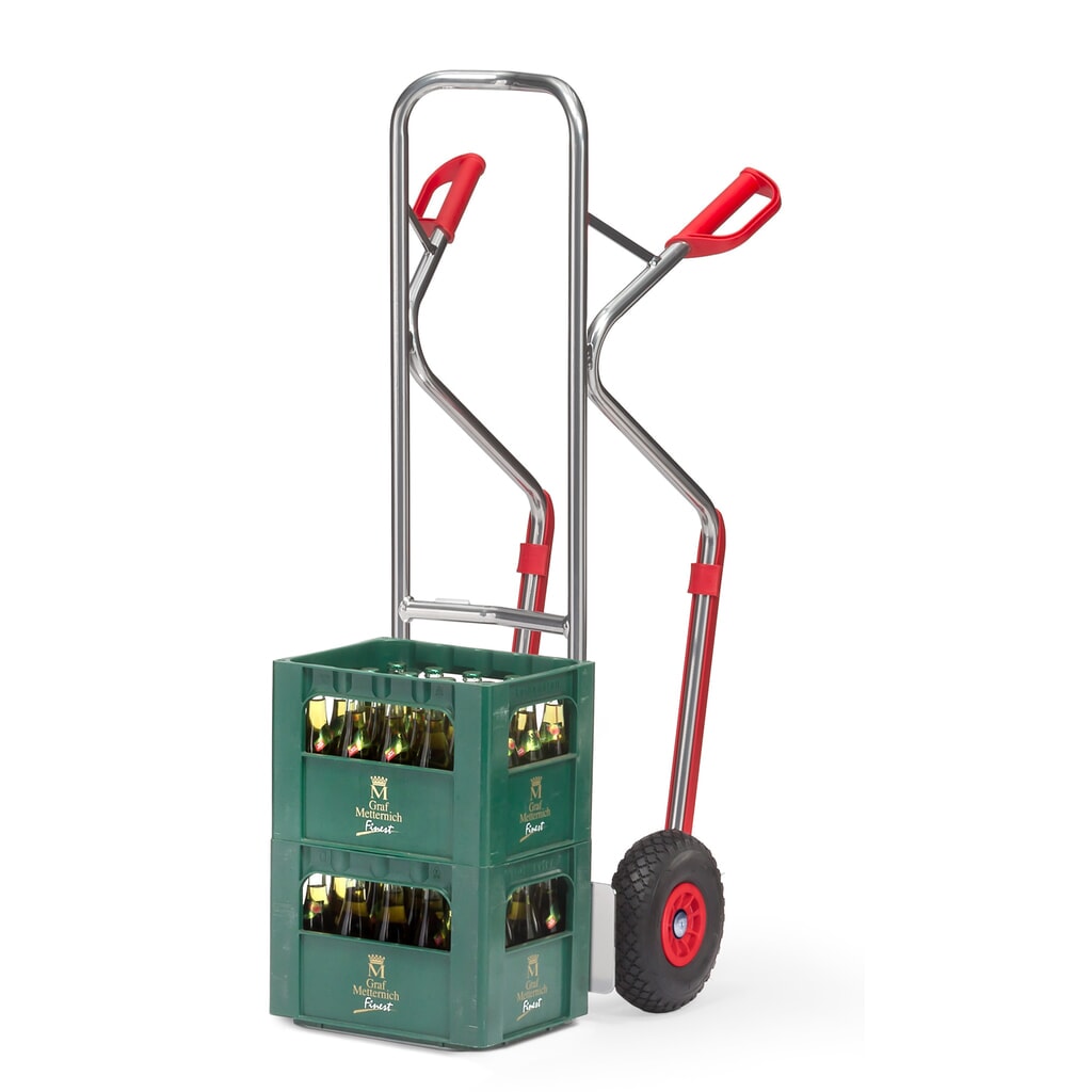 Zdjęcie produktu nr 2: Aluminiowy wózek transportowy fetra®, udźwig 200 kg, szufla szer. x gł. 320 x 250 mm, z płozami ślizgowymi, ogumienie PU