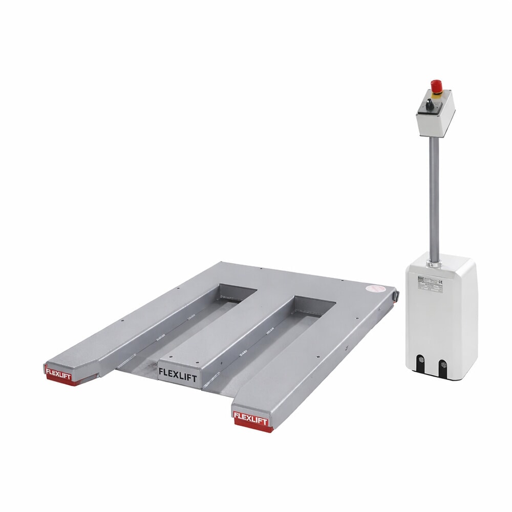 Zdjęcie produktu nr 3: Płaski stół podnośny nożycowy FLEXLIFT, kształt E, udźwig 1500 kg, wymiary blatu 1350 x 1150 mm, 230 V