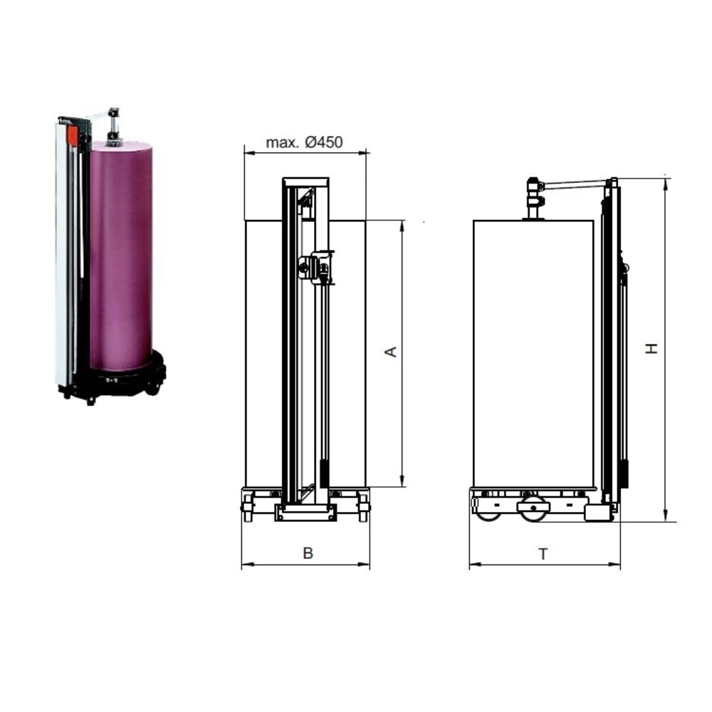 Zdjęcie produktu nr 4: Pionowy stojak do cięcia, maks. 200 kg, rolka Ø max. 450 mm, szerokość cięcia 1000 mm
