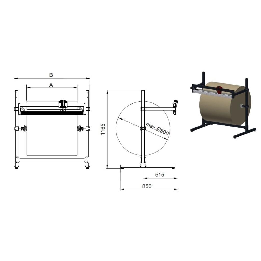 Zdjęcie produktu nr 4: Rocholz stojak do cięcia, do kompaktowych rolek, maks. ciężar rolki 100 kg, szerokość cięcia 750 mm