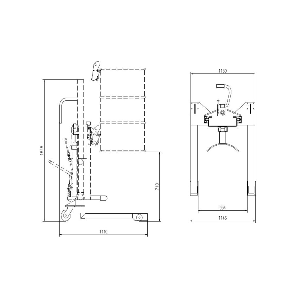 Podnośnik beczek z pedałem, podejmowanie frontalne, wysokość podnoszenia 750 mm, udźwig 350 kg, RAL 3020 czerwony drogowy Zdjęcie produktu nr 3: Podnośnik beczek z pedałem, podejmowanie frontalne, wysokość podnoszenia 750 mm, udźwig 350 kg, RAL 3020 czerwony drogowy