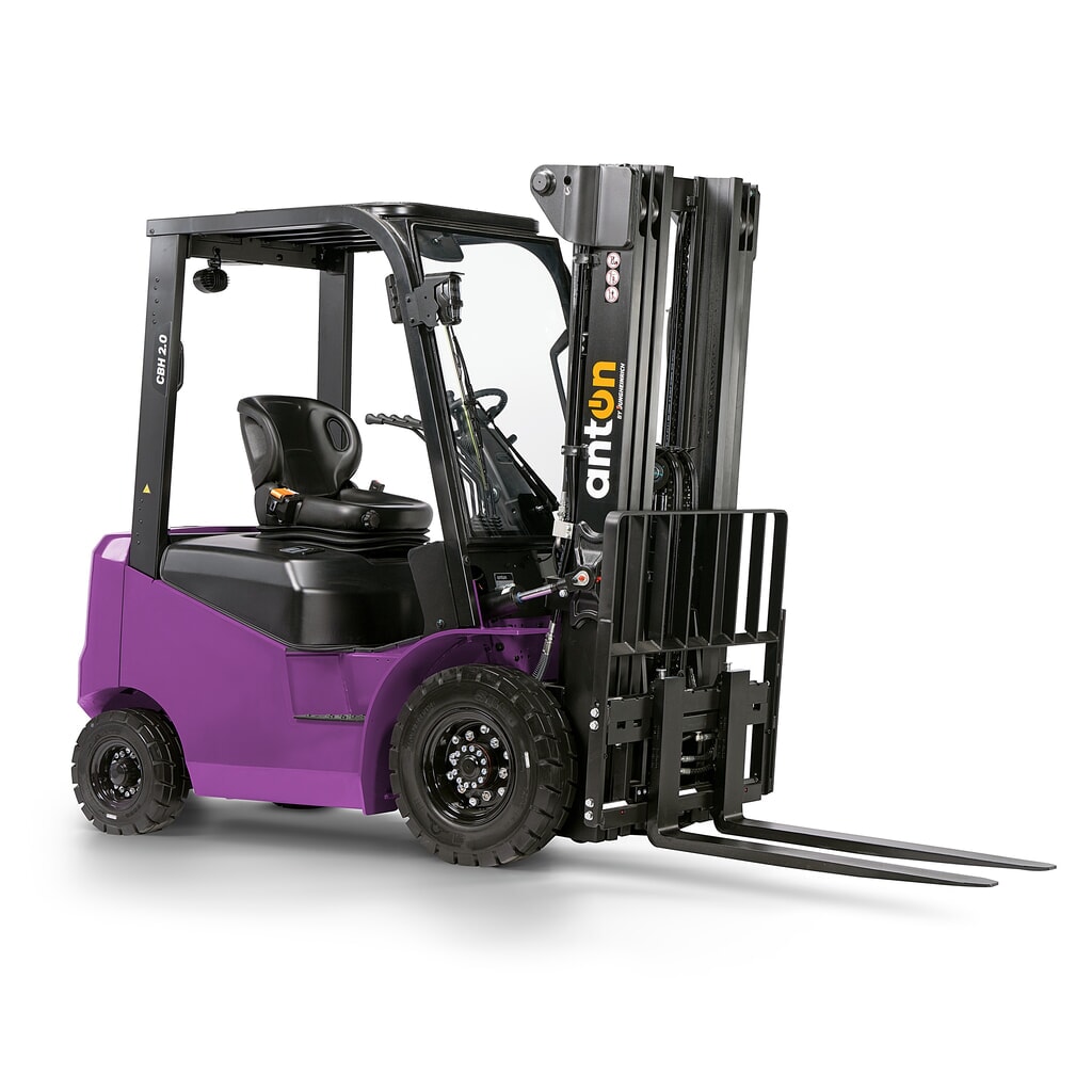 Zdjęcie produktu nr 4: AntOn by Jungheinrich elektryczny wózek widłowy CBH 2.0 z potrójnym masztem teleskopowym, wysokość podnoszenia 4800 mm, udźwig 2000 kg, kabina ochronna przed warunkami atmosferycznymi Eco, z wbudowaną ładowarką