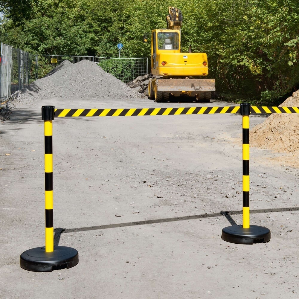 Zdjęcie produktu nr 3: Stojak do pasów ostrzegawczych Moravia, wysokość 950 mm, żółty/czarny