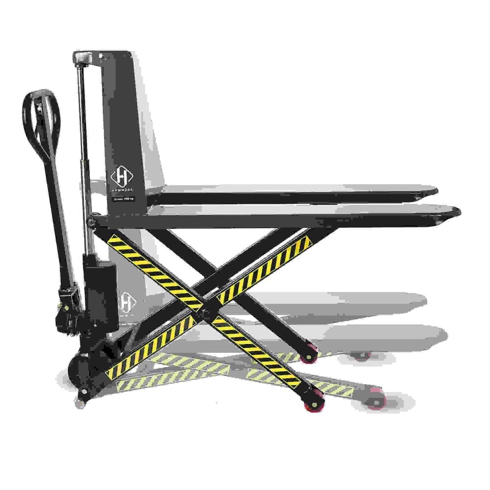 Zdjęcie produktu: Wózek paletowy z podnośnikiem nożycowym HEMMDAL PTM 1.0 Scissor, udźwig 1000 kg, długość wideł 1150 mm, poliuretan, pojedyncza rolka