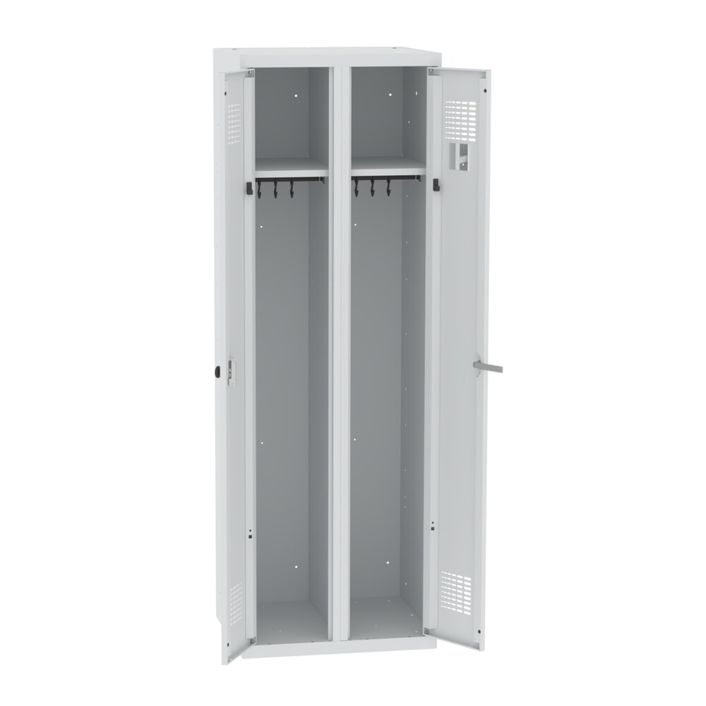 Zdjęcie produktu nr 5: Podwójna szafka Steinbock®, 1 przegroda, zamek cylindryczny, wys. x szer. x gł. 1800 x 600 x 500 mm, jasnoszary/jasnoszary