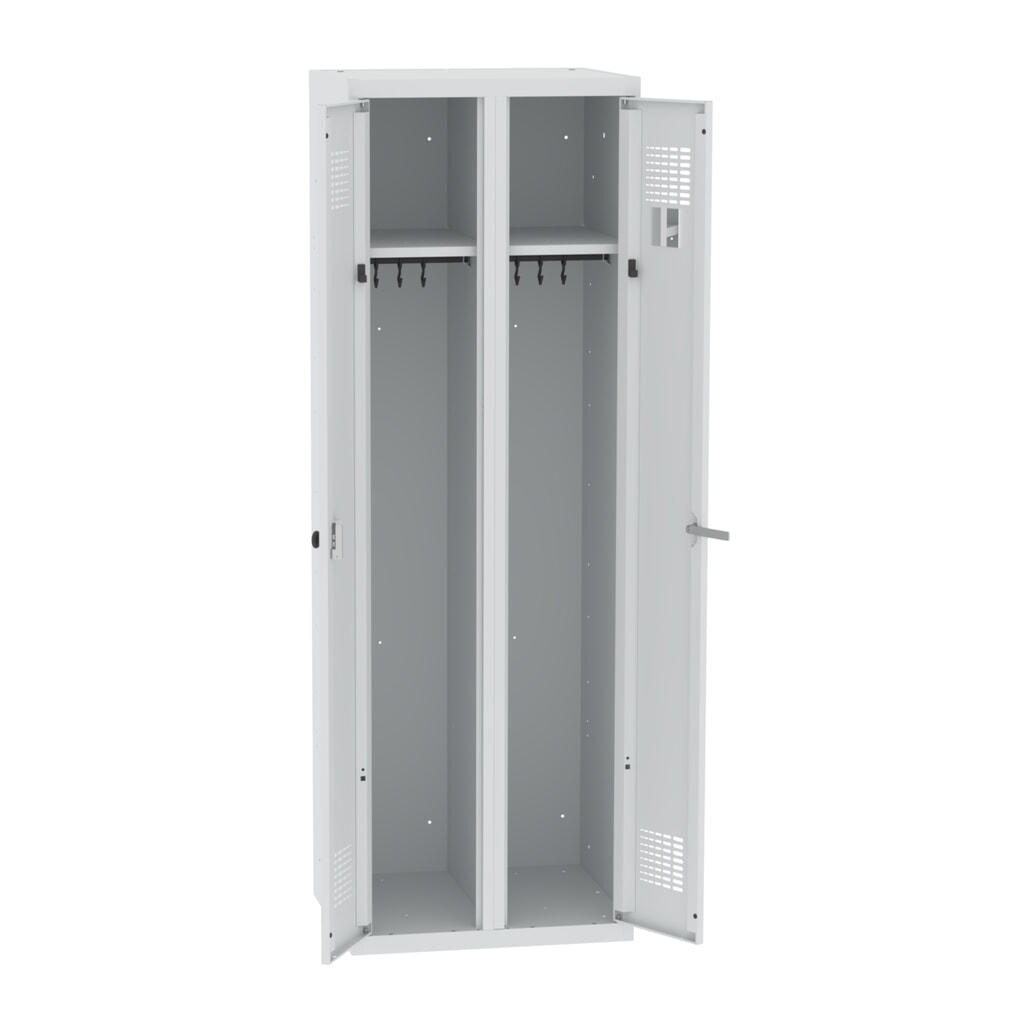 Zdjęcie produktu: Podwójna szafka Steinbock®, 1 przegroda, zamek z ryglem obrotowym, wys. x szer. x gł. 1800 x 600 x 500 mm, jasnoszary/jasnoszary