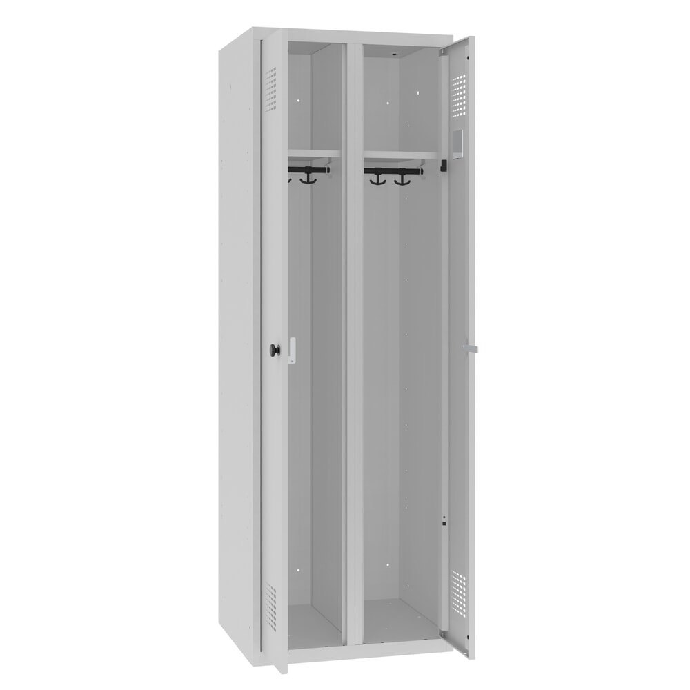 Zdjęcie produktu nr 6: Podwójna szafka Steinbock®, 1 przegroda, zamek cylindryczny, wys. x szer. x gł. 1800 x 600 x 500 mm, jasnoszary/jasnoszary