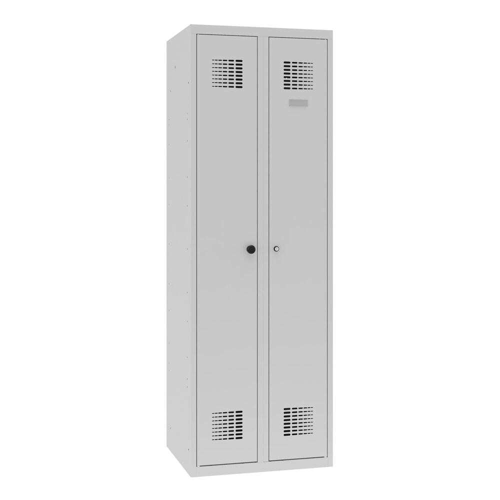 Zdjęcie produktu nr 7: Podwójna szafka Steinbock®, 1 przegroda, zamek cylindryczny, wys. x szer. x gł. 1800 x 600 x 500 mm, jasnoszary/jasnoszary