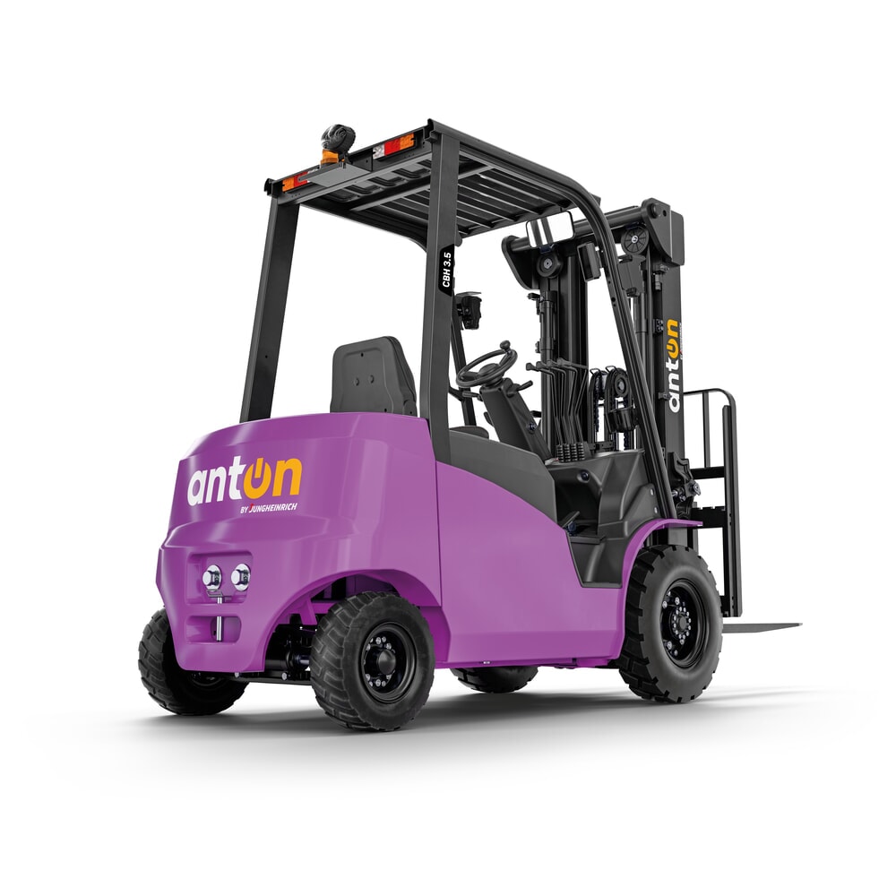 Zdjęcie produktu nr 3: AntOn by Jungheinrich elektryczny wózek widłowy CBH 3.5 z podwójnym masztem teleskopowym, wysokość podnoszenia 3300 mm, udźwig 3500 kg, w zestawie zewnętrzna ładowarka 80 V, 60 A, CEE, 5-pin
