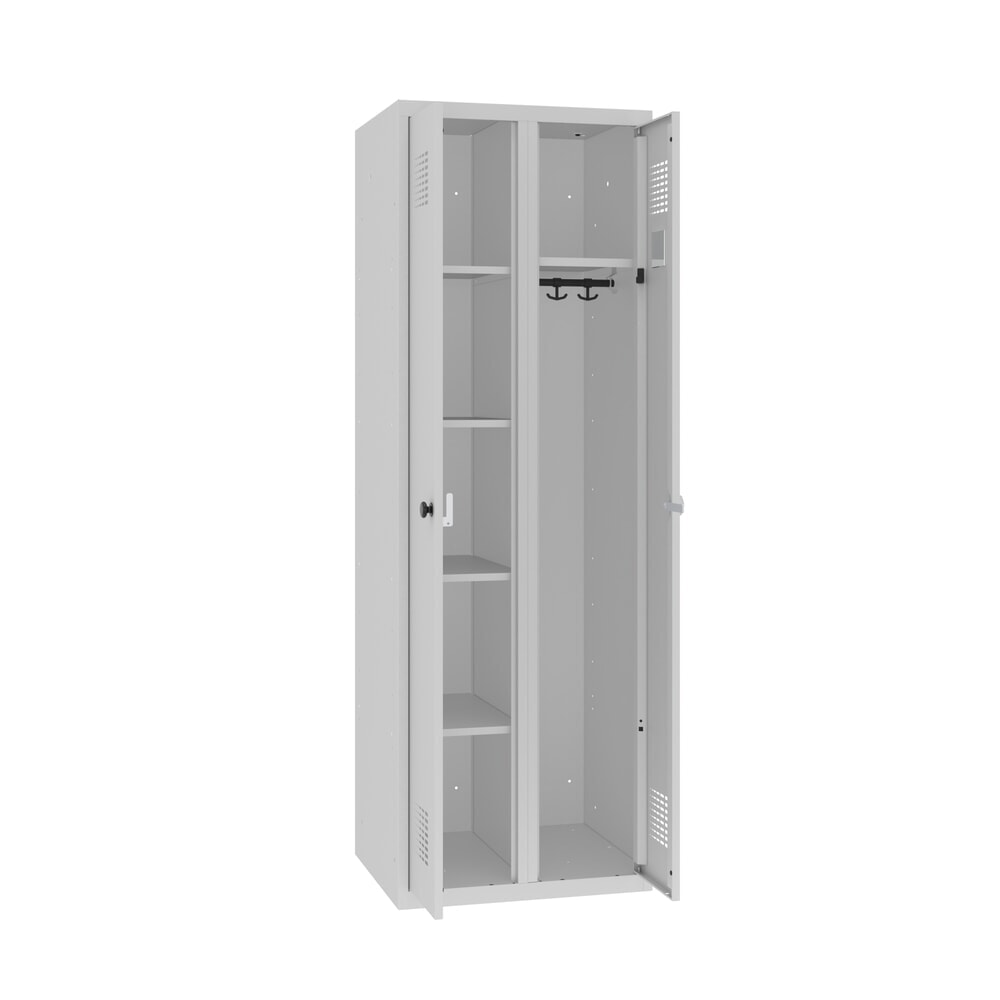 Zdjęcie produktu: Szafa ubraniowo-bieliźniana Steinbock®, 1 przegroda, zamek z ryglem obrotowym, wys. x szer. x gł. 1800 x 600 x 500 mm, jasnoszary/jasnoszary