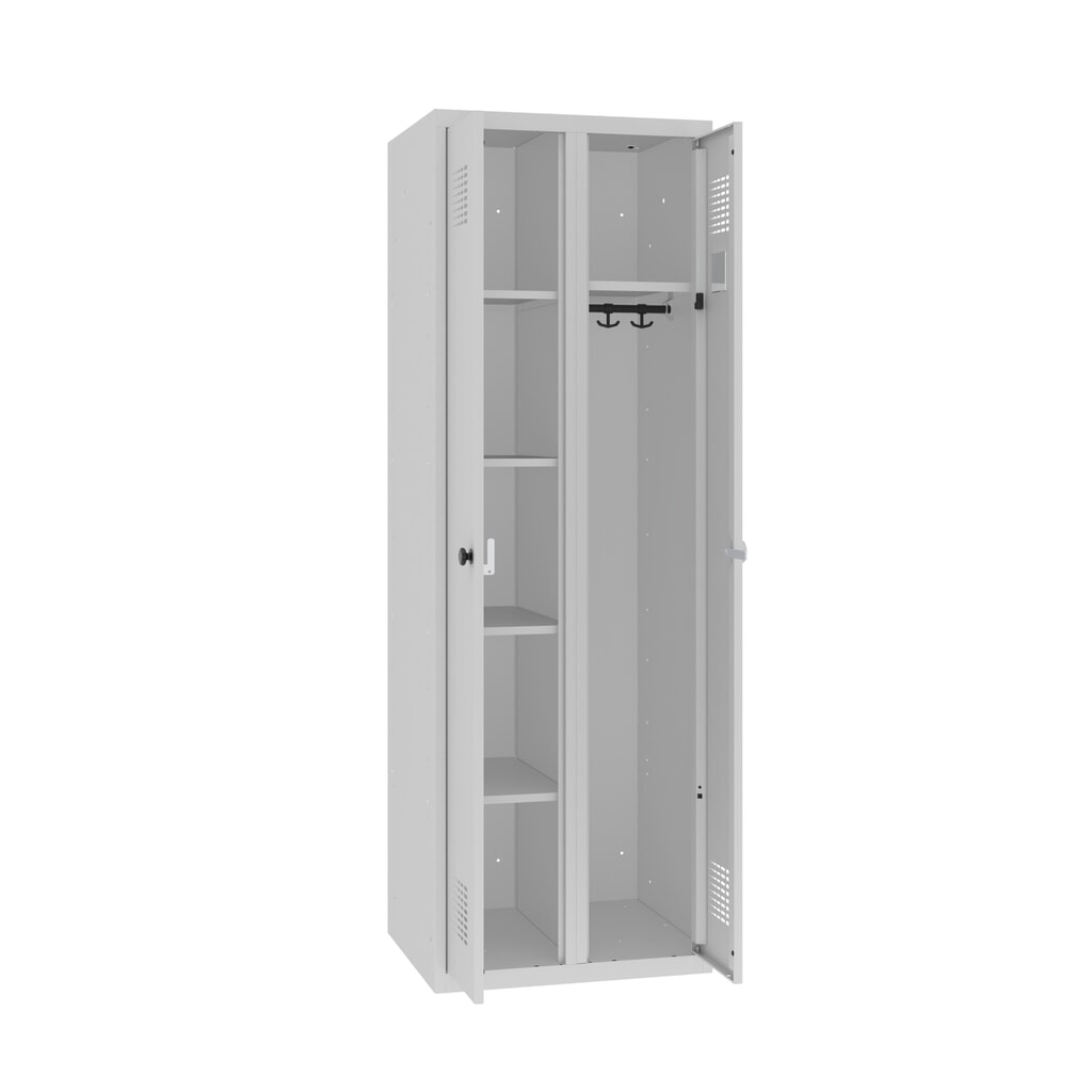 Szafa ubraniowo-bieliźniana Steinbock®, 1 przegroda, zamek z ryglem obrotowym, wys. x szer. x gł. 1800 x 600 x 500 mm, jasnoszary/jasnoszary Zdjęcie produktu: Szafa ubraniowo-bieliźniana Steinbock®, 1 przegroda, zamek z ryglem obrotowym, wys. x szer. x gł. 1800 x 600 x 500 mm, jasnoszary/jasnoszary