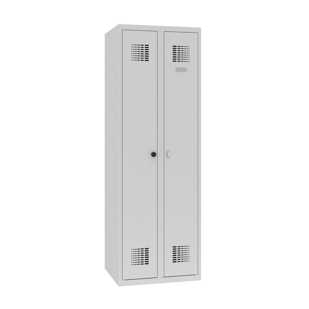 Zdjęcie produktu nr 5: Podwójna szafka Steinbock®, 1 przegroda, zamek z ryglem obrotowym, wys. x szer. x gł. 1800 x 600 x 500 mm, jasnoszary/jasnoszary