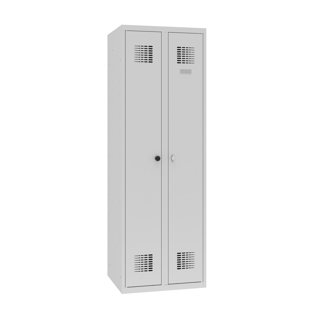Podwójna szafka Steinbock®, 1 przegroda, zamek z ryglem obrotowym, wys. x szer. x gł. 1800 x 600 x 500 mm, jasnoszary/jasnoszary Zdjęcie produktu nr 5: Podwójna szafka Steinbock®, 1 przegroda, zamek z ryglem obrotowym, wys. x szer. x gł. 1800 x 600 x 500 mm, jasnoszary/jasnoszary