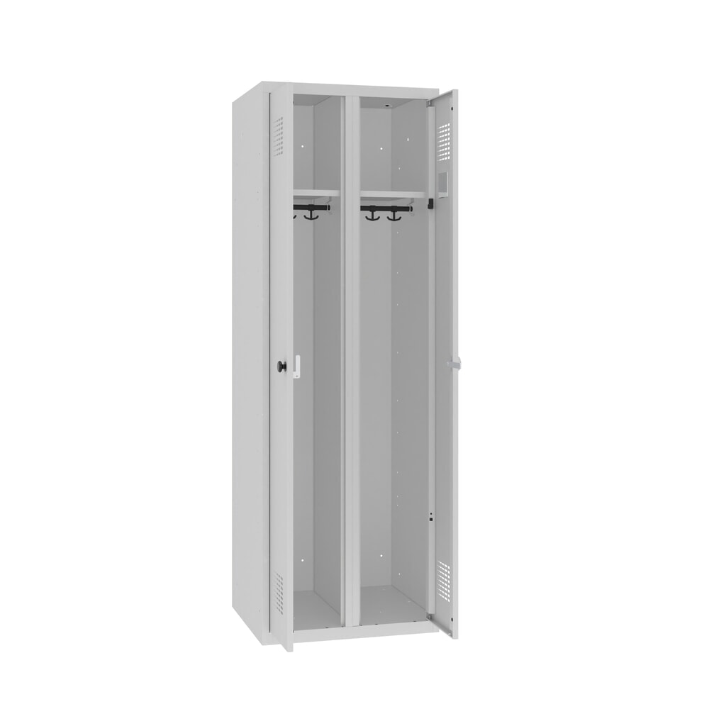 Zdjęcie produktu: Podwójna szafka Steinbock®, 1 przegroda, zamek cylindryczny, wys. x szer. x gł. 1800 x 600 x 500 mm, jasnoszary/jasnoszary