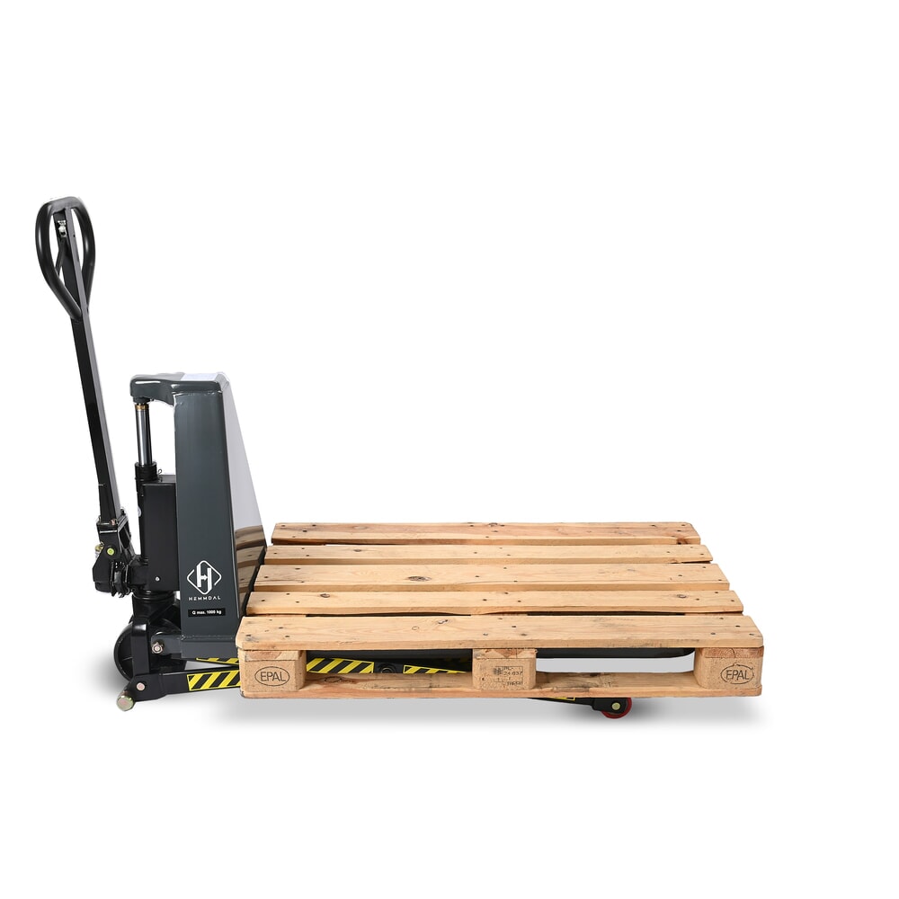 Zdjęcie produktu nr 12: Wózek paletowy z podnośnikiem nożycowym HEMMDAL PTM 1.0 Scissor, udźwig 1000 kg, długość wideł 1150 mm, poliuretan, pojedyncza rolka