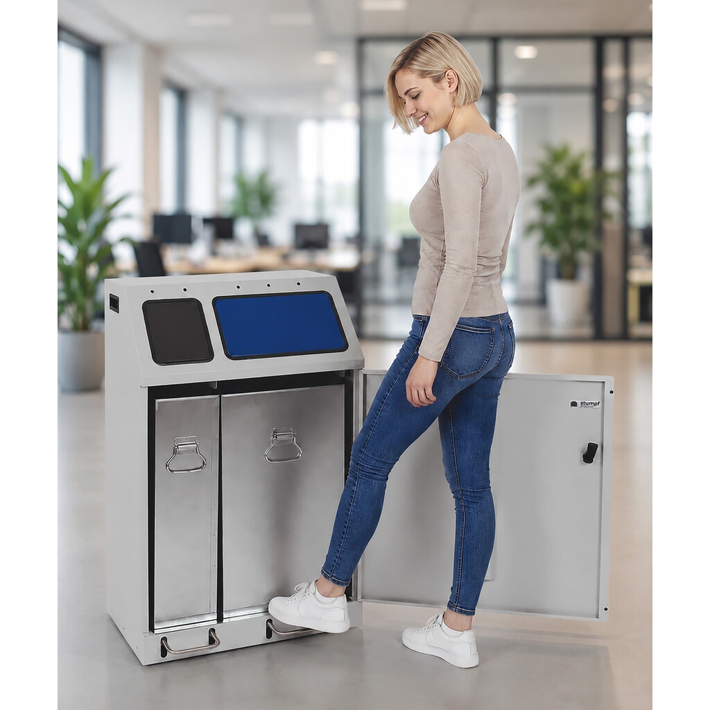 Zdjęcie produktu nr 2: Kompaktowy pojemnik na surowce wtórne stumpf® z dźwignią nożną, 1 x 30, 1 x 60 l