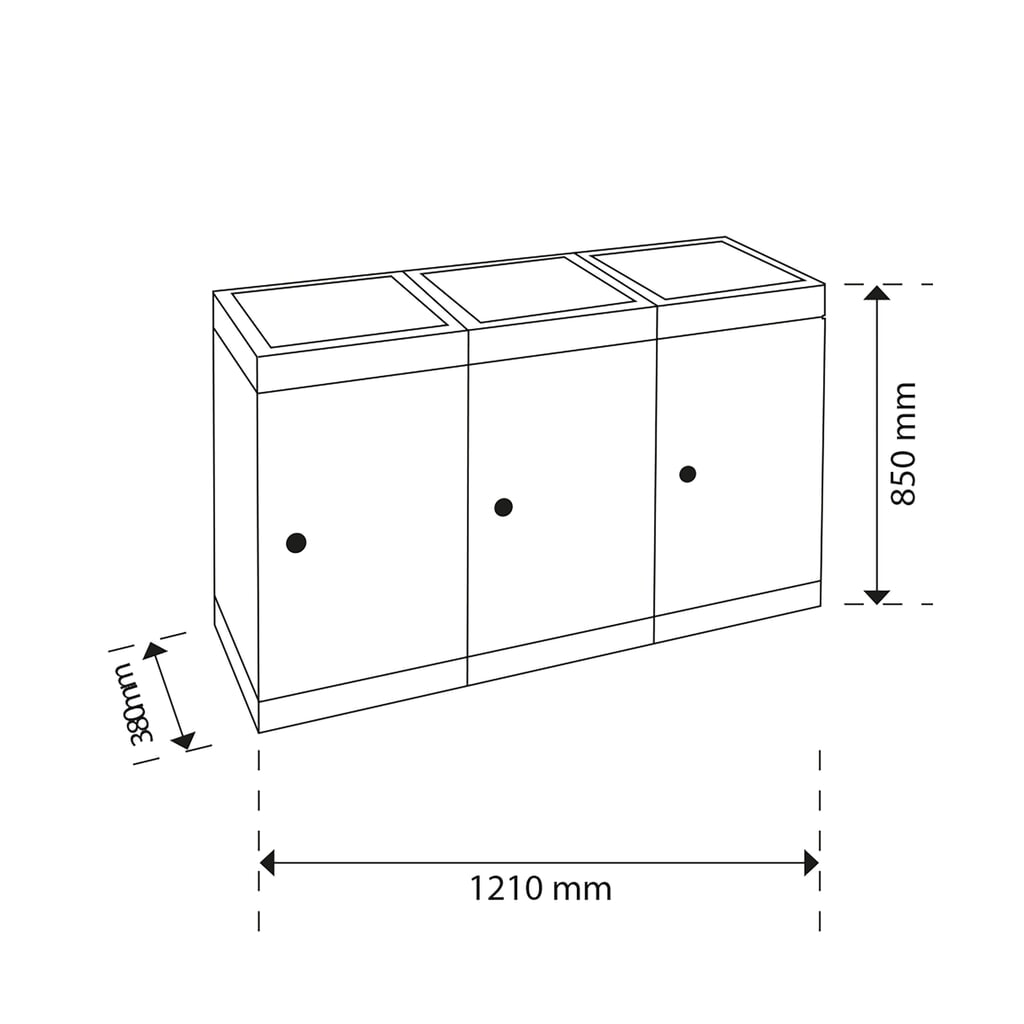 Zdjęcie produktu nr 5: Pojemnik na surowce wtórne stumpf® z drzwiczkami, 3 x 70 l, kolorowy