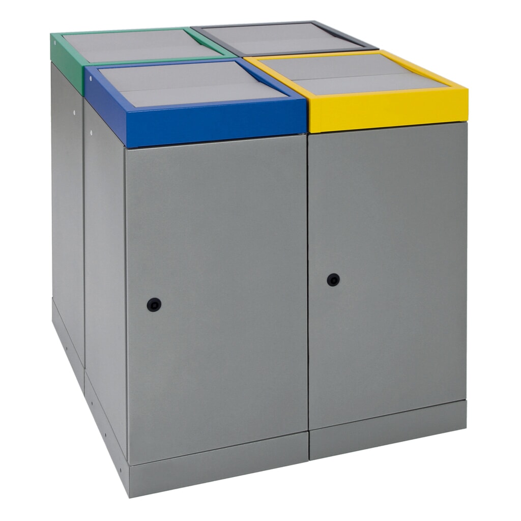 Zdjęcie produktu nr 11: Pojemnik na surowce wtórne stumpf® z drzwiczkami, 4 x 30 l, kolorowy