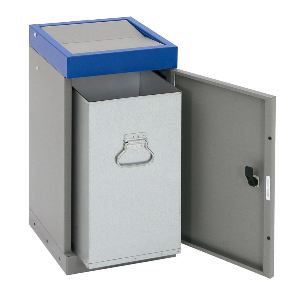 Pojemnik na surowce wtórne stumpf® z drzwiczkami, 1 x 30 l, pokrywa niebieska Zdjęcie produktu nr 4: Pojemnik na surowce wtórne stumpf® z drzwiczkami, 1 x 30 l, pokrywa niebieska