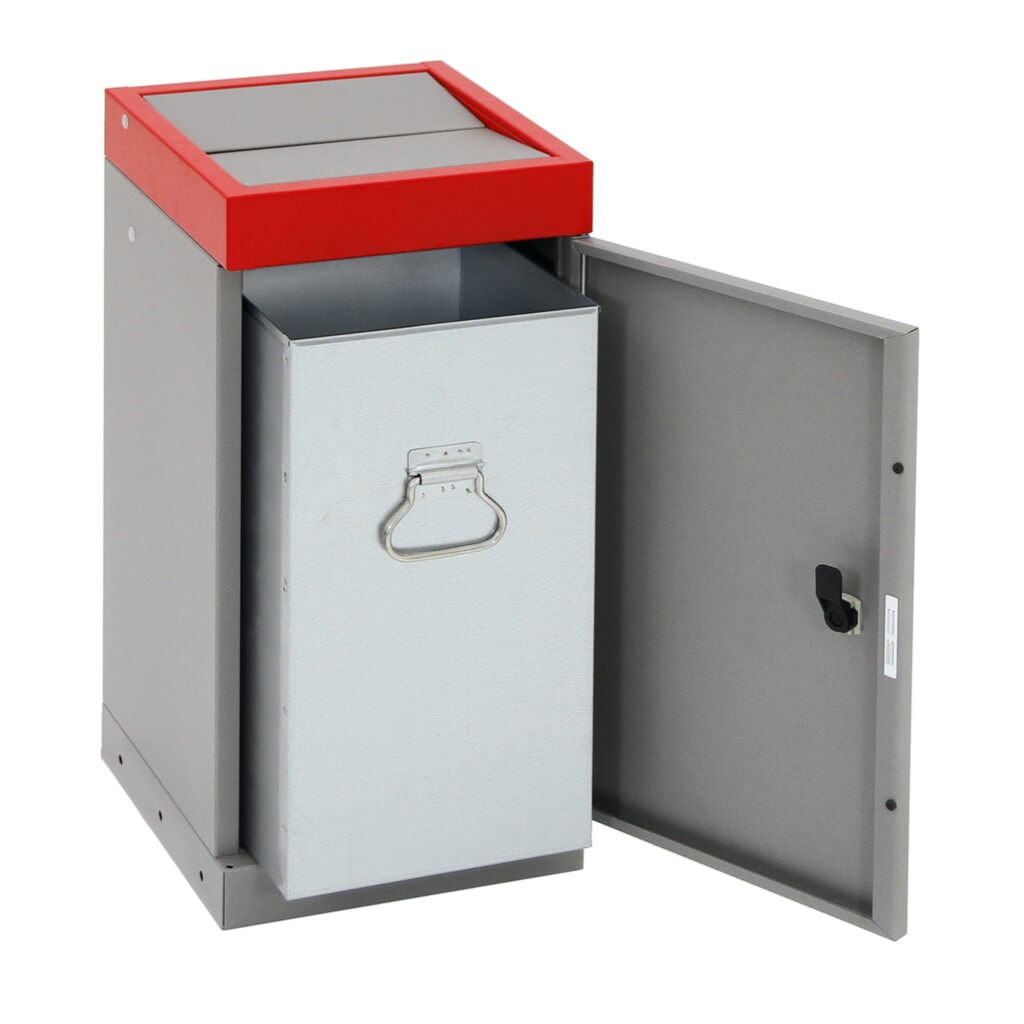 Zdjęcie produktu nr 4: Pojemnik na surowce wtórne stumpf® z drzwiczkami, 1 x 30 l, pokrywa czerwona