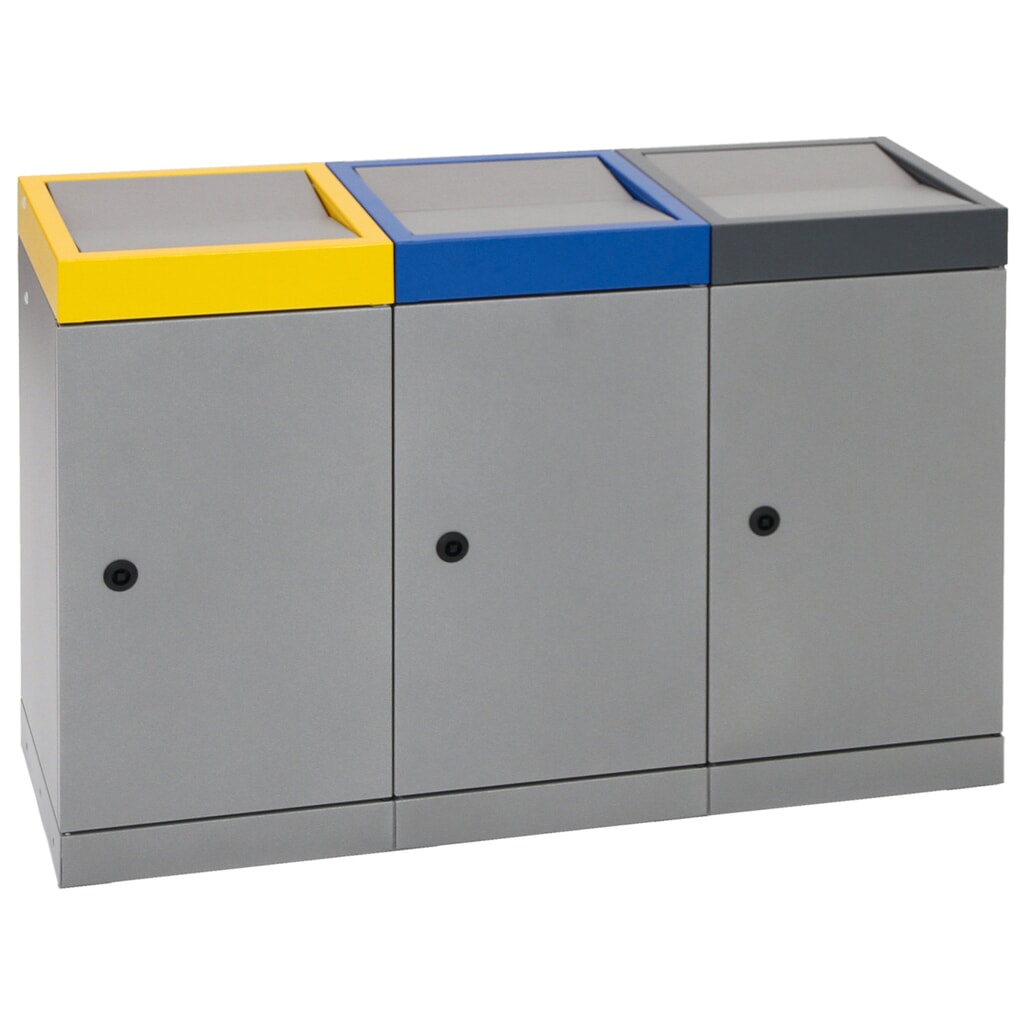 Pojemnik na surowce wtórne stumpf® z drzwiczkami, 3 x 70 l, kolorowy Zdjęcie produktu nr 11: Pojemnik na surowce wtórne stumpf® z drzwiczkami, 3 x 70 l, kolorowy