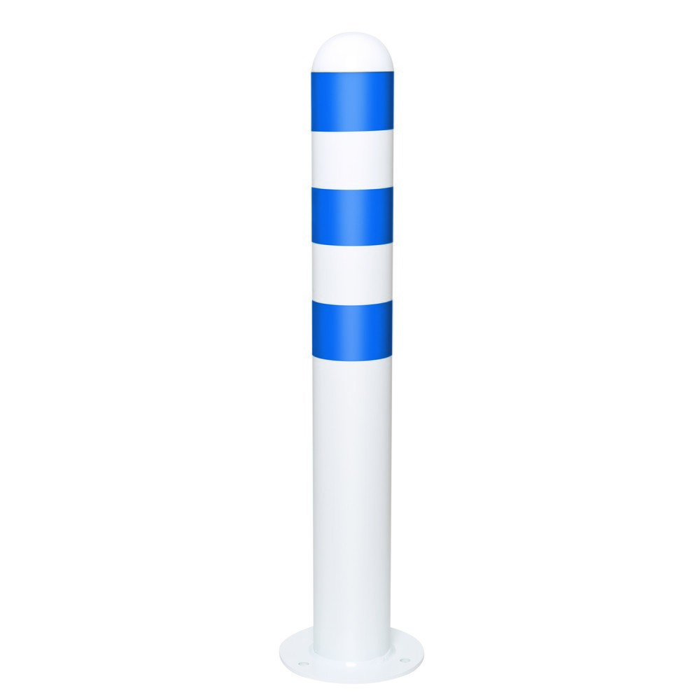 Zdjęcie produktu nr 1: Stacja ładująca II Słupek ochronny o średnicy 108 mm Wysokość 800 mm Stal powlekana tworzywem sztucznym niebieskie pierścienie odblaskowe
