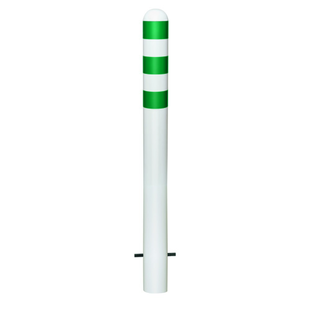 Zdjęcie produktu nr 1: Słupek ochronny do stacji ładujących II, Ø 108 mm, wysokość 800 mm, do osadzania w betonowych, stal owych, powlekanych tworzywem sztucznym, zielonych pierścieni odblaskowych