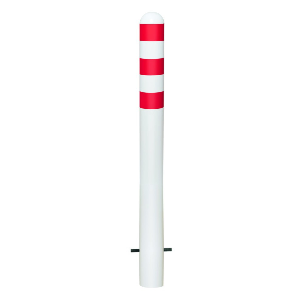 Zdjęcie produktu nr 1: Słupek ochronny do stacji ładujących II, Ø 108 mm, wysokość 800 mm, do osadzania w betonie, stal, pokrytych tworzywem sztucznym, czerwonymi pierścieniami odblaskowymi