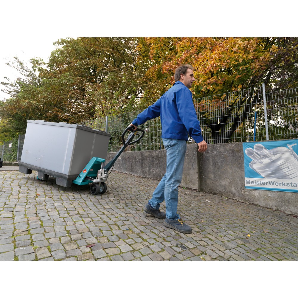 Zdjęcie produktu nr 4: Ręczny wózek paletowy Ameise® PTM 2.5 z hamulcem ręcznym, udźwig 2500 kg, długość wideł 1150 mm, guma/poliuretan