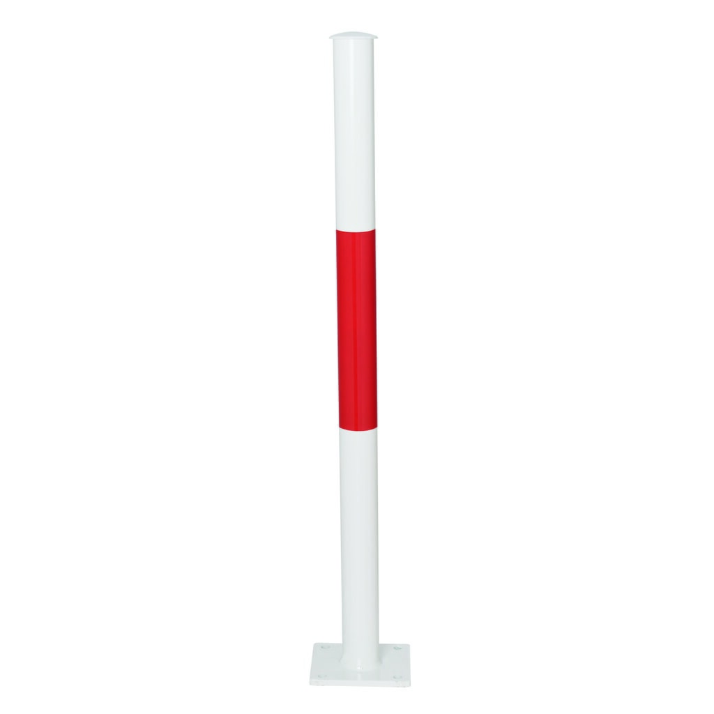 Zdjęcie produktu: Bariera systemowa URBAN, rura pionowa, Ø 60 mm, wysokość nad podłożem 1000 mm, do mocowania kołkowego, ocynkowana ogniowo oraz lakierowana, kolor czerwony/biały