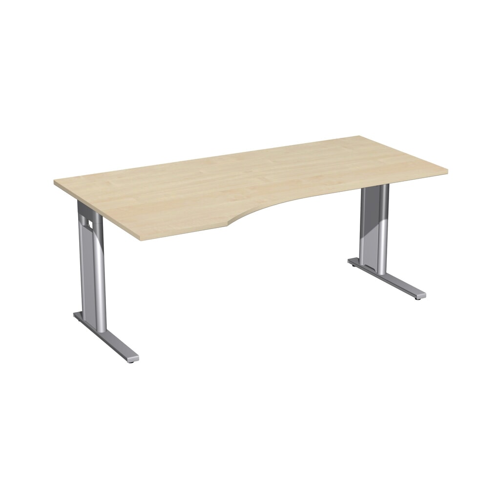 Zdjęcie produktu: Biurko biurowe Geramöbel Profi, stelaż typu C, blat w kształcie PC, lewy, szer. × gł. 1800 × 1000 mm, klon