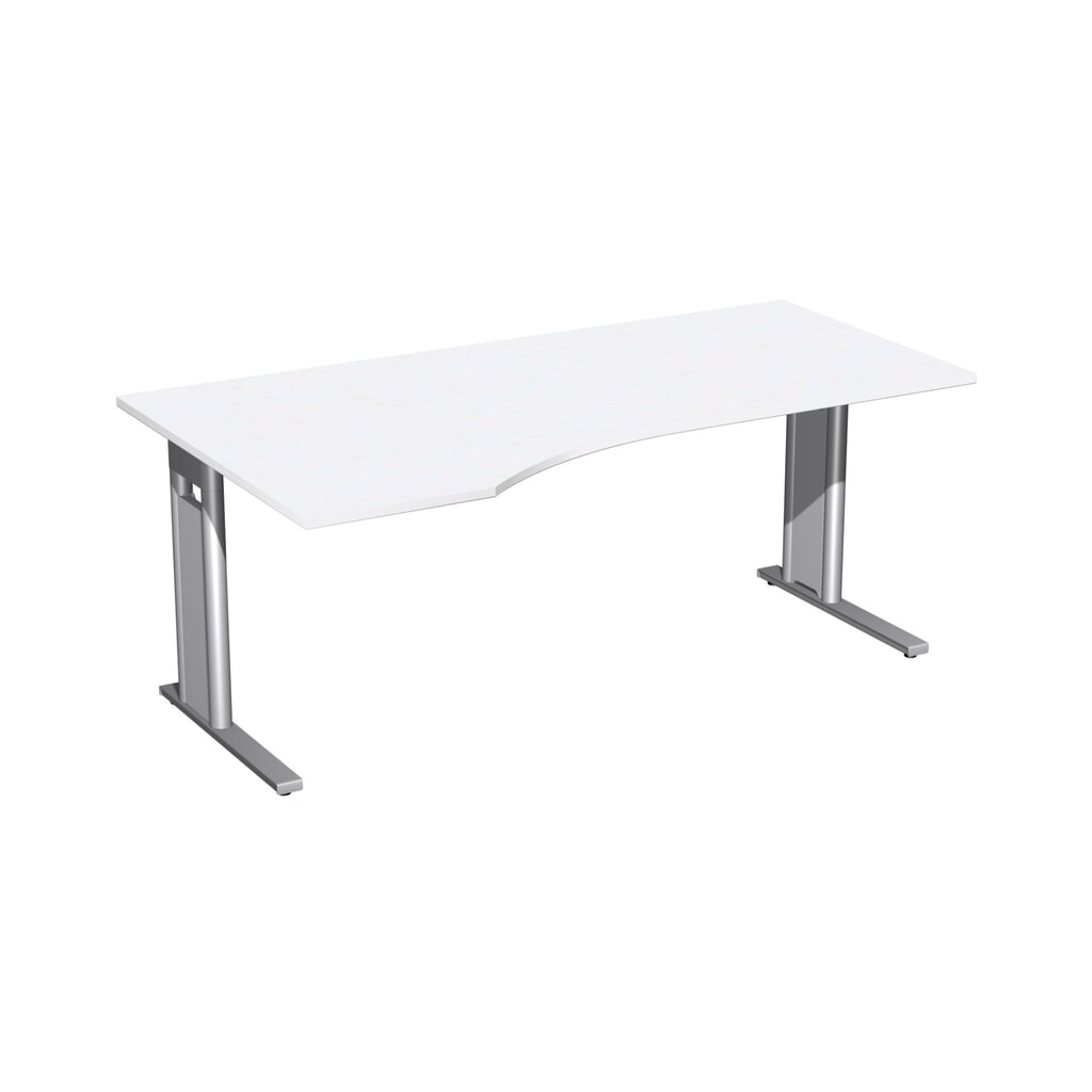 Biurko biurowe Geramöbel Profi, stelaż typu C, blat w kształcie litery PC po lewej stronie, szer. × gł. 1 800 × 1 000 mm, kolor biały Zdjęcie produktu: Biurko biurowe Geramöbel Profi, stelaż typu C, blat w kształcie litery PC po lewej stronie, szer. × gł. 1 800 × 1 000 mm, kolor biały