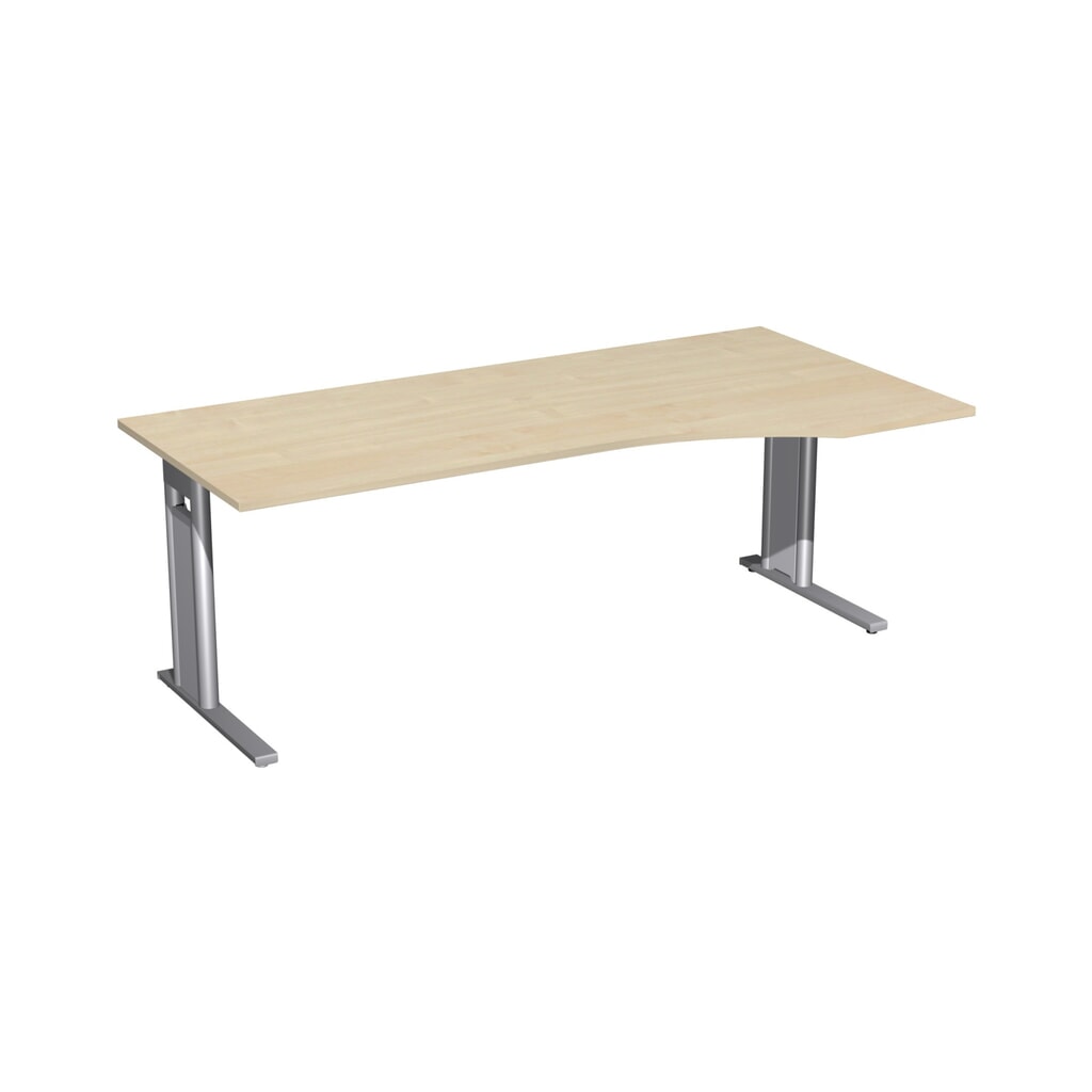 Zdjęcie produktu: Biurko biurowe Geramöbel Profi, stelaż typu C, blat w kształcie litery PC po prawej stronie, szer. × gł. 2 000 × 1 000 mm, drewno klonowe