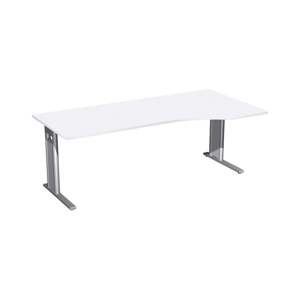Obraz produktu: Biurko komputerowe Profi, podstawa typu C, kształt PC prawa strona, szer. x gł. 2000 x 1000 mm, kolor biały