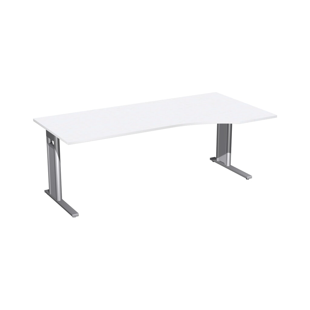 Zdjęcie produktu: Biurko biurowe Geramöbel Profi, stelaż typu C, blat w kształcie litery PC po prawej stronie, szer. × gł. 2 000 × 1 000 mm, kolor biały