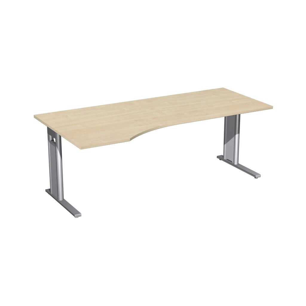 Zdjęcie produktu: Biurko biurowe Geramöbel Profi, stelaż typu C, blat w kształcie litery PC po lewej stronie, szer. × gł. 2000 × 1000 mm, drewno klonowe